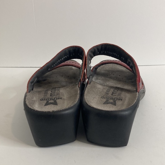 Mephisto Mobils Sandals Womens 42 12 Red Leather Two Strap Wedge Comfy Shoes - Picture 4 of 16